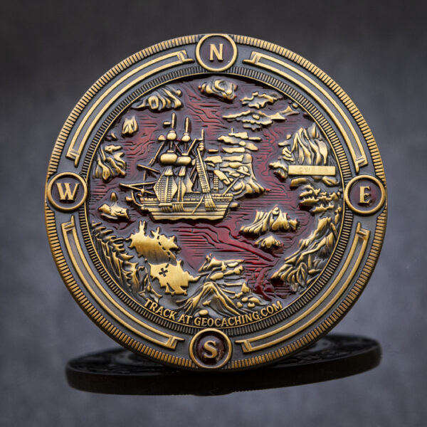 Pirate Treasure Geocoin - 'Crimson Corsair' RE - achterzijde