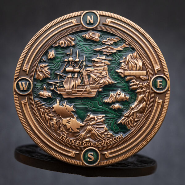 Pirate Treasure Geocoin - 'Emerald Isle' RE - achterzijde