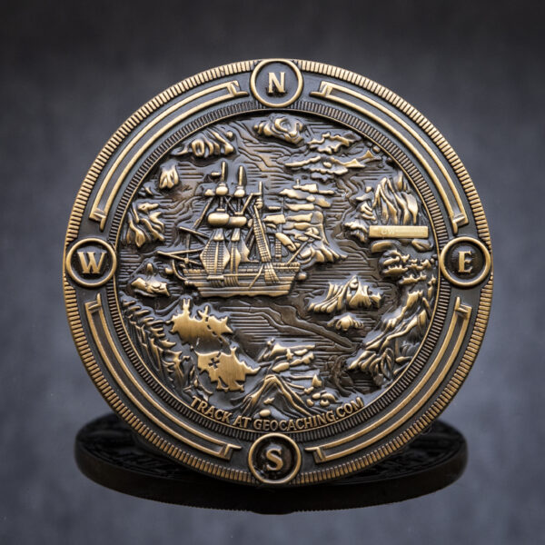 Pirate Treasure Geocoin - 'Brass Buccaneer' RE - achterzijde