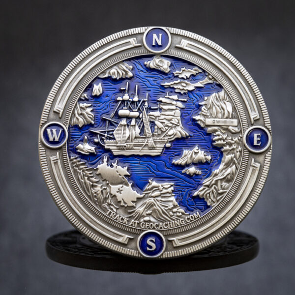 Pirate Treasure Geocoin - 'Captain's Cobalt' RE