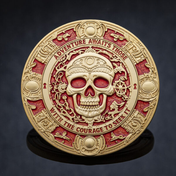 Pirate Treasure Geocoin - 'Scarlet Scallywag' LE - voorzijde