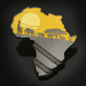 African Safari Geocoin: Zwart/Geel / Black/Yellow - voorzijde