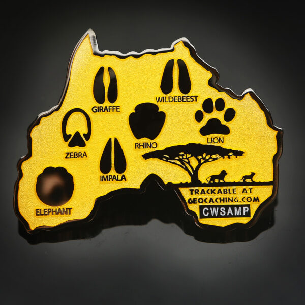 African Safari Geocoin: Zwart/Geel / Black/Yellow - achterzijde