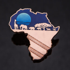 African Safari Geocoin: Blinkend Koper/Blauw / Shiny Copper/Blue - voorzijde