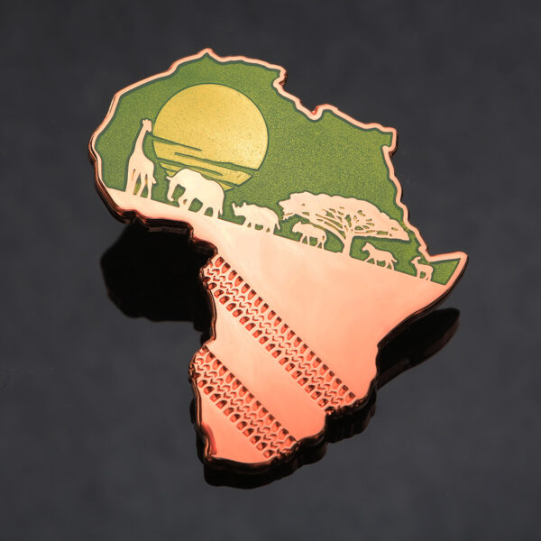 African Safari Geocoin: Antiek Koper/Groen - Antique Copper/Green - voorzijde