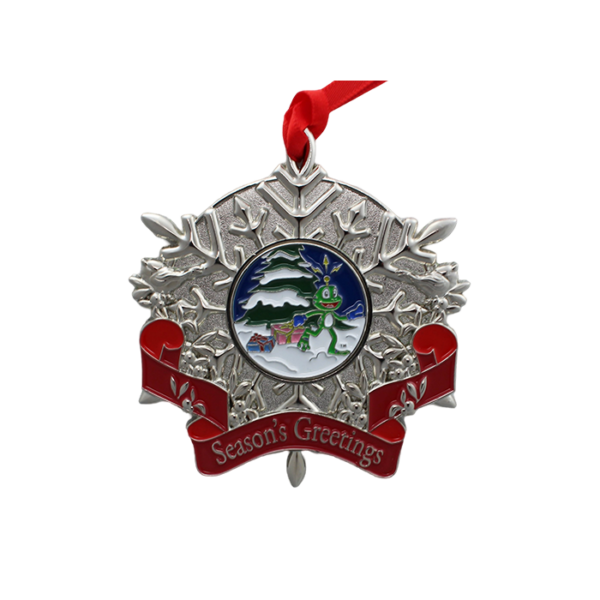 2024 Geocaching HQ Snowflake Ornament - Signal the Frog® - voorzijde