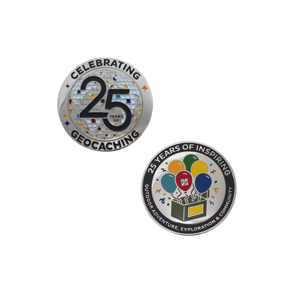 Celebrating 25 Years of Geocaching Geocoin - beide zijdes