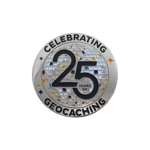 Celebrating 25 Years of Geocaching Geocoin - voorzijde