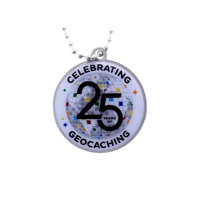25 Years of Geocaching Travel Tag