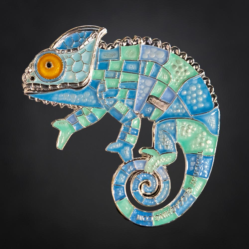 Patchwork Chameleon Geocoin - Seabreeze Edition - back