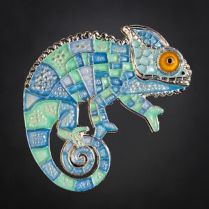 Patchwork Chameleon Geocoin - Seabreeze Edition - front