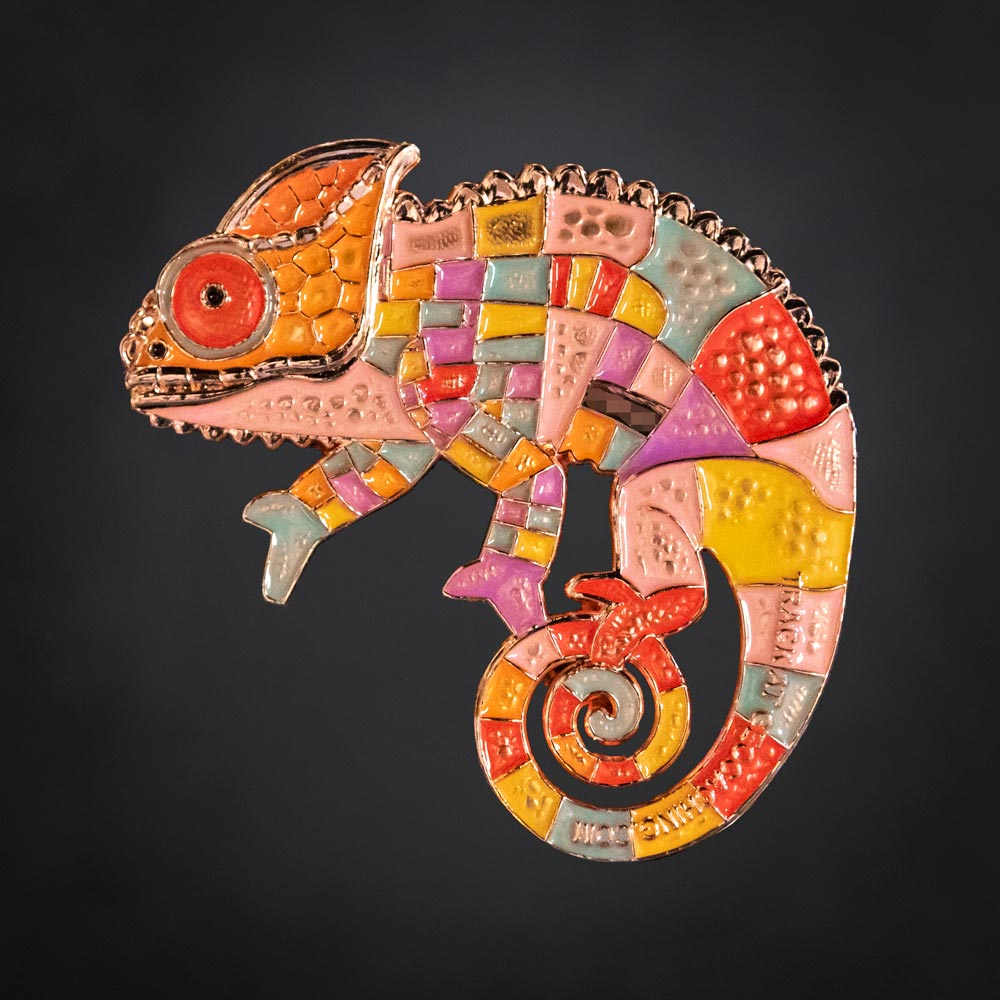 Patchwork Chameleon Geocoin - Rose Gold Radiance Edition - back