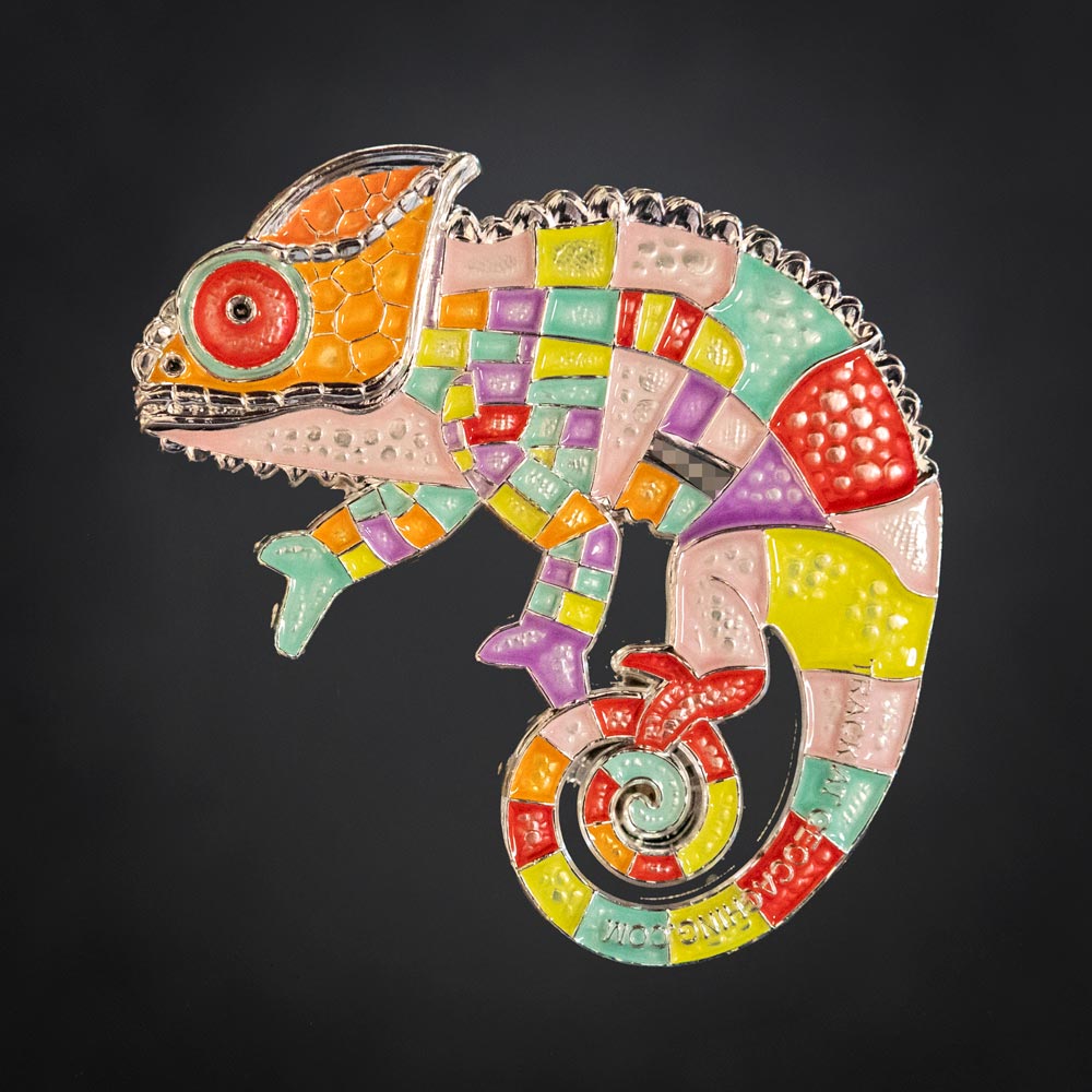 Patchwork Chameleon Geocoin - Candyfloss Edition - back