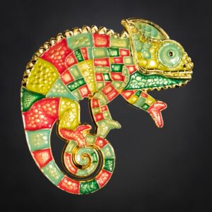 Patchwork Chameleon Geocoin - Holly & Ivy Edition - front