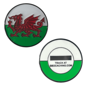 Wales Flag Micro Geocoin - beide zijdes