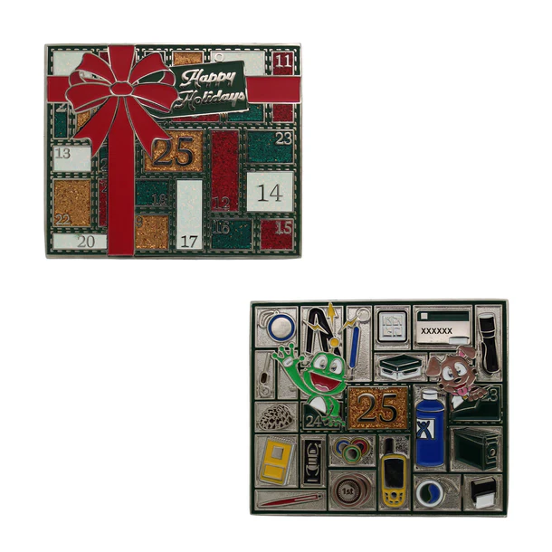 2025 Happy Holidays Geocoin - front + back