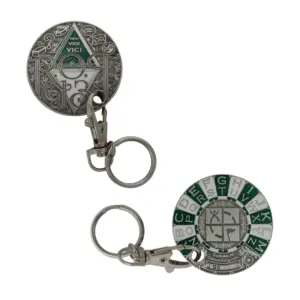 Rot13 Decoder sleutelhanger Geocoin – Antiek zilver - beide zijden