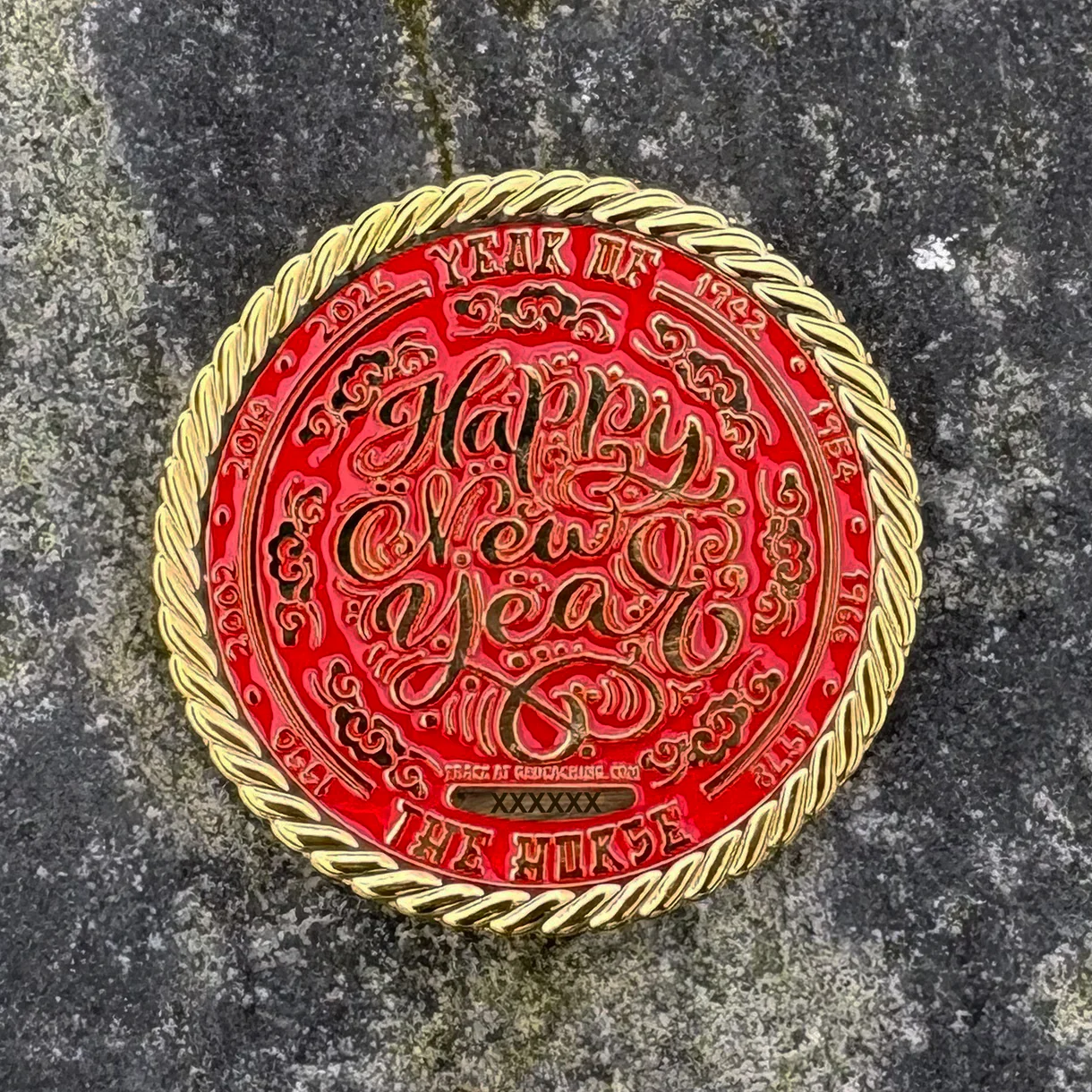 Year of the Horse Geocoin - achterzijde buiten