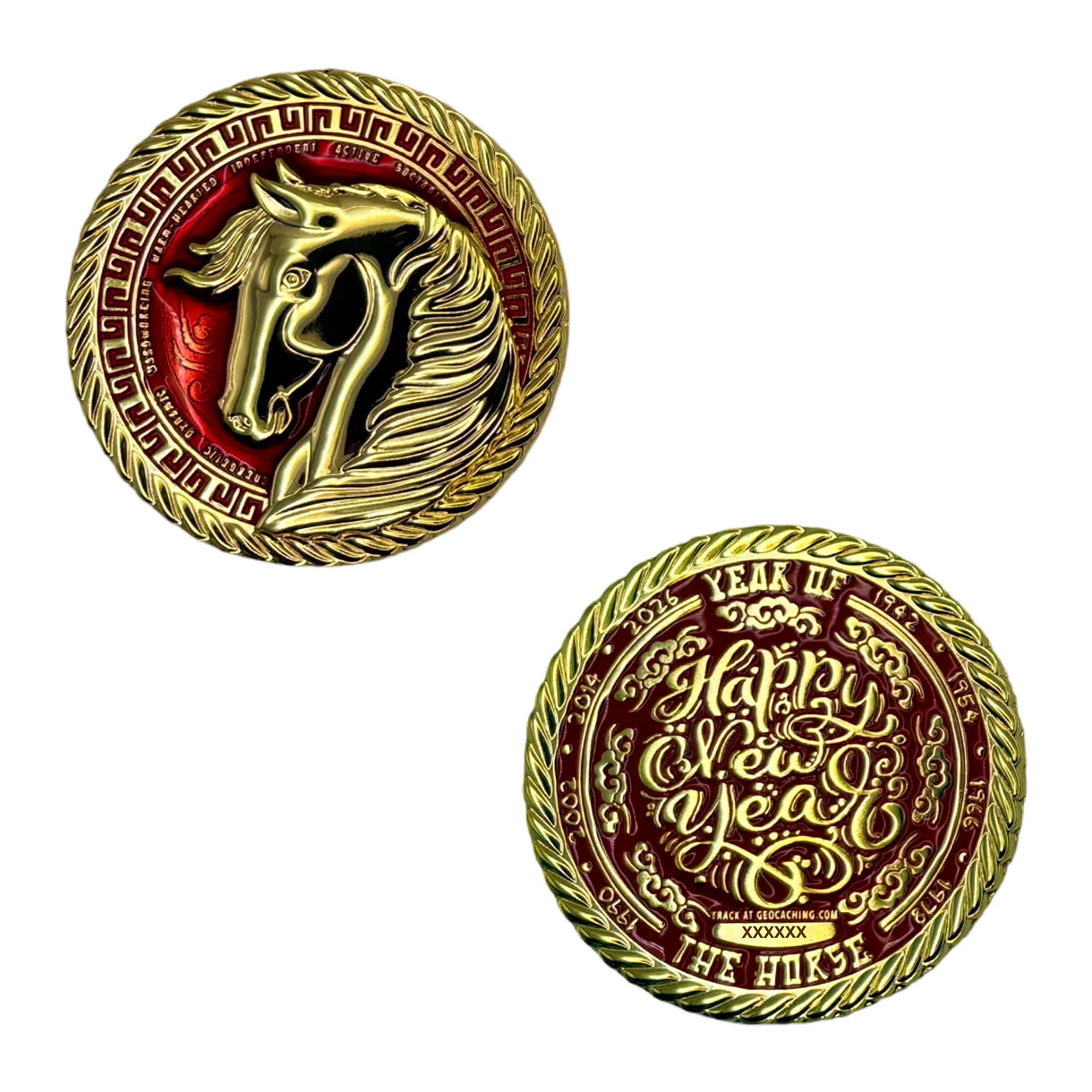 Year of the Horse Geocoin - beide zijden