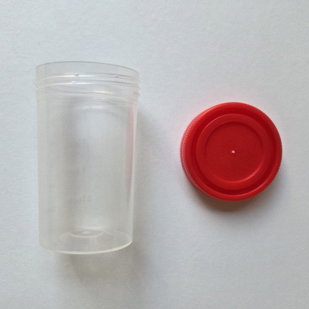 Cachecontainer 60 ml transparent with red cap - cap loose