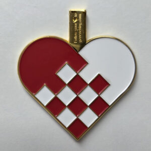 Christmas Heart Geocoin red-white - gold front
