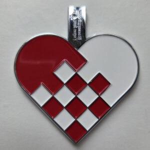 Christmas Heart Geocoin red-white - silver front